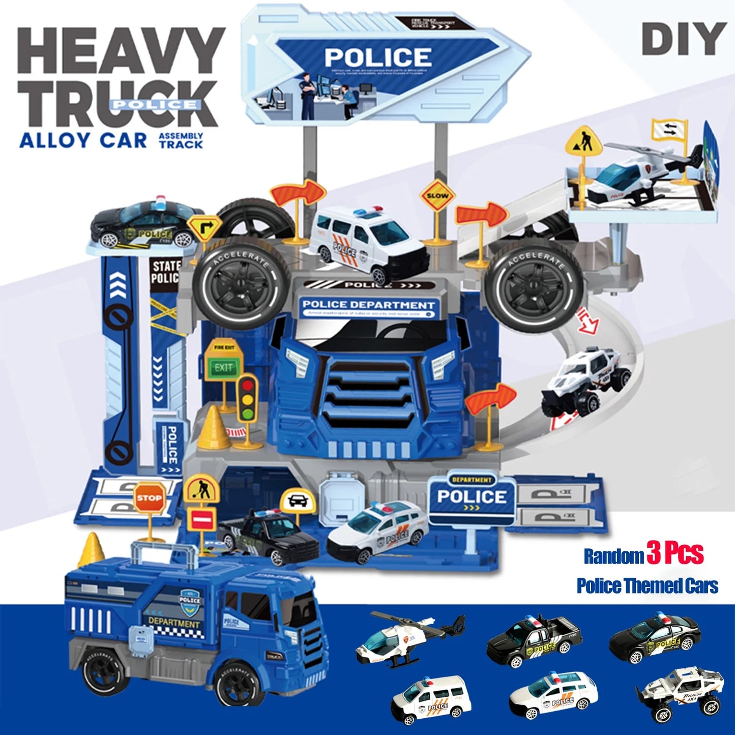 Toddler Toys for Boys 3-6 Years, Die-Cast Police Cars Toy Set for Kids, Birthday Gifts Boys Toys 3-5, 5-7
