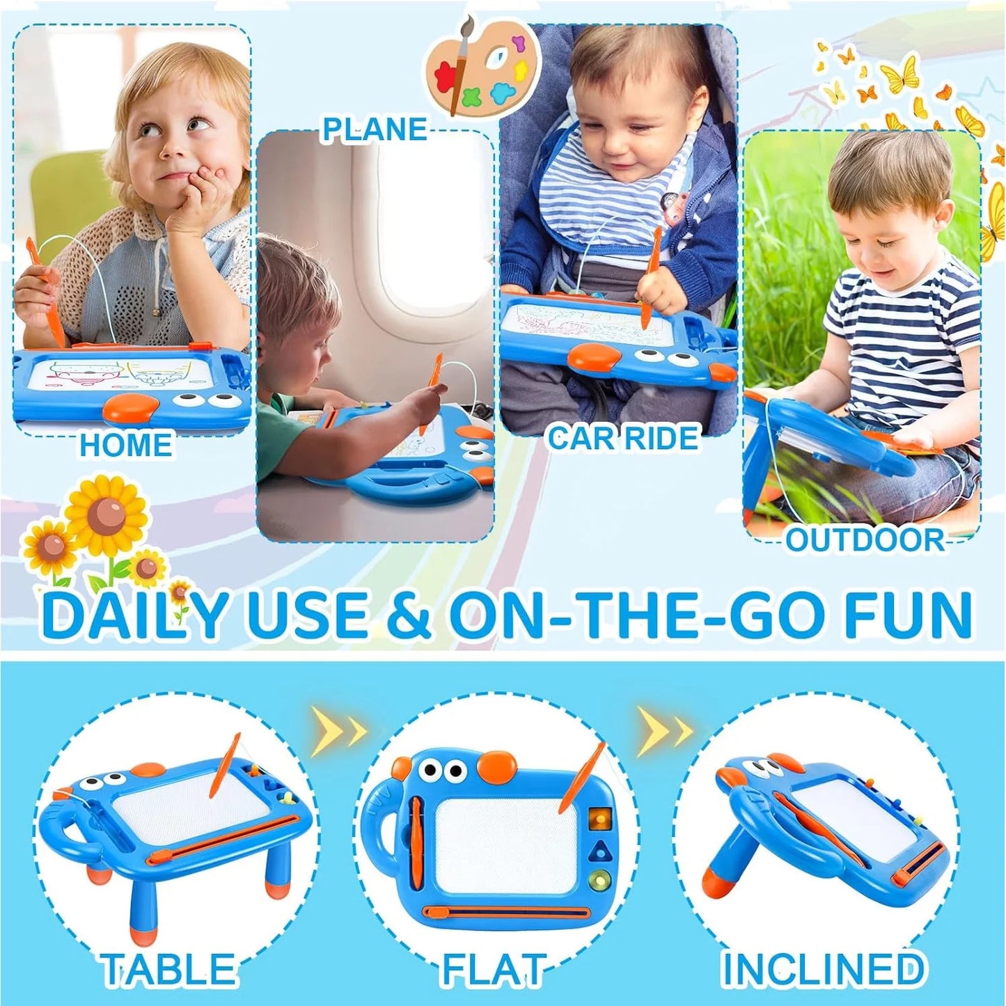 Learning Toys for 1 2 3 Year Old Boys, Early Education Drawing Board, Toddler Toys 1-3 for Boy, Birthday Gifts for Baby Boys Girls