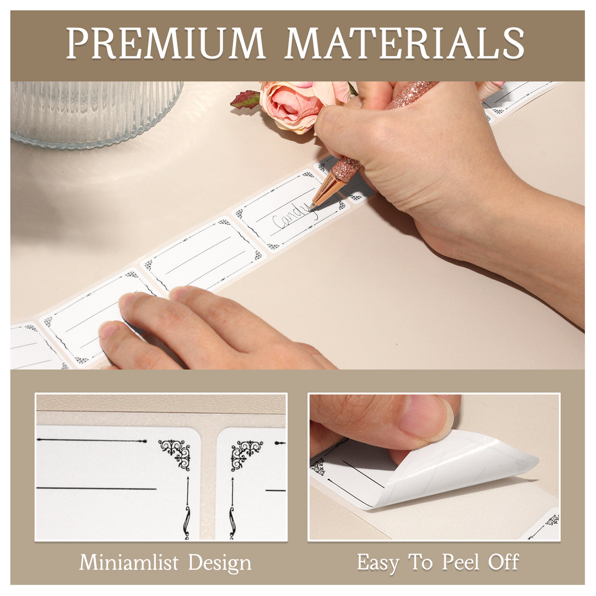 2 Rolls 1200 Pcs Removable Food Labels, 1.2" x 2" Water Oil Resistant Freezer Stickers, for Refrigerator Pantry Containers Jars Jams Bottles