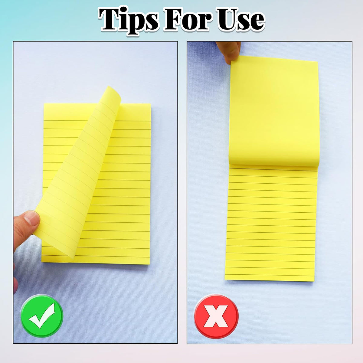 Style-Carry 9 Pads 450 Sheets Lined Sticky Notes 4x6, Colorful Large Sticky Notepads, Self-Adhesive Ruled Memo Post, for Home Office Supplies
