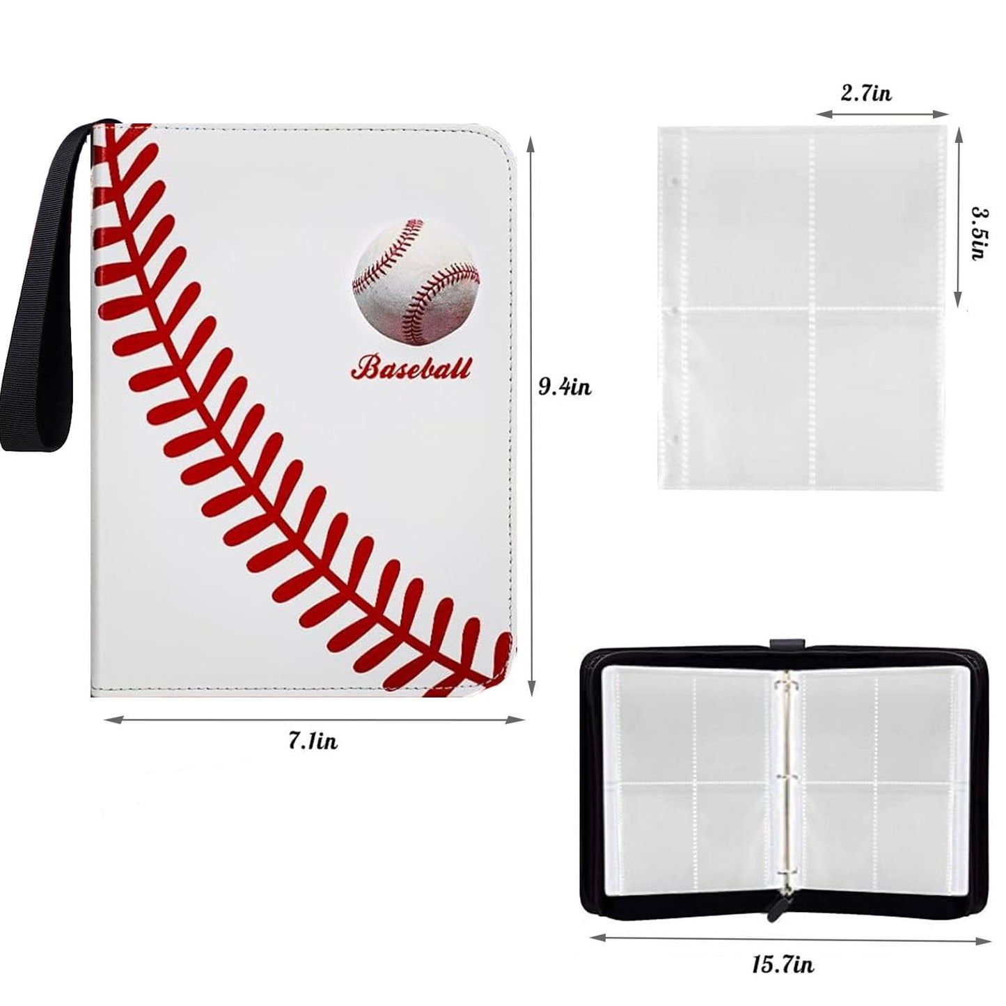 400 Pockets Baseball Card Holder, Trading Card Sports Binder, Sports Trading Card with Sleeves Holder Album