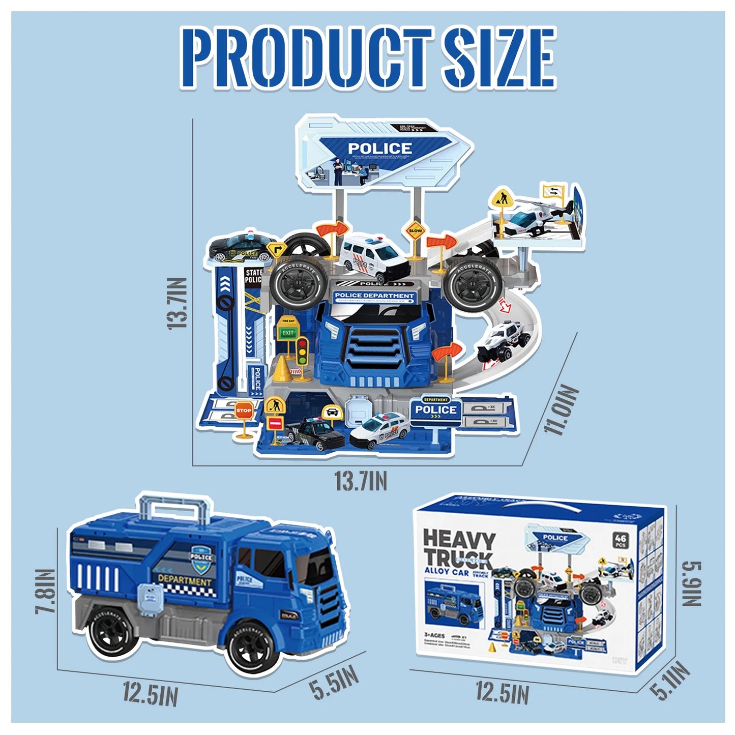 Toddler Toys for Boys 3-6 Years, Die-Cast Police Cars Toy Set for Kids, Birthday Gifts Boys Toys 3-5, 5-7
