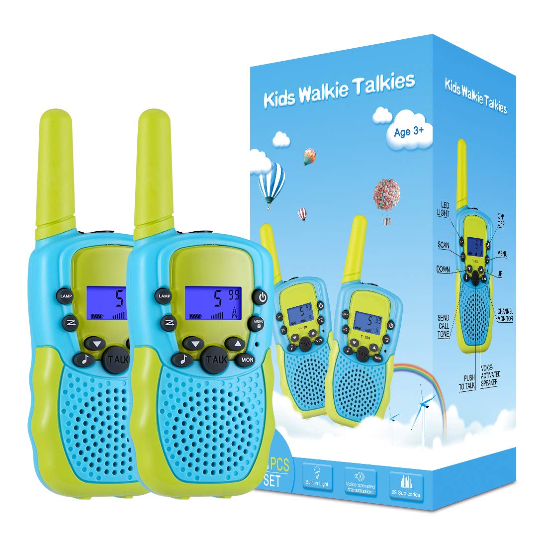 Toys for 3-12 Year Old Boys Girls, Easter Basket Stuffers, Walkie Talkies for Kids 22 Channels 2 Way Radio Toy with Backlit LCD Flashlight, 3 Miles Range for Outside, Camping, Hiking