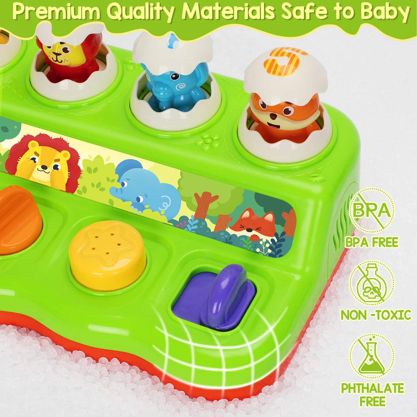Pop Up Animals Toy with Music & Sound, Early Developmental Toy for 12-18 Months Baby, Infants & Toddlers,1 Year Old Girls & Boys