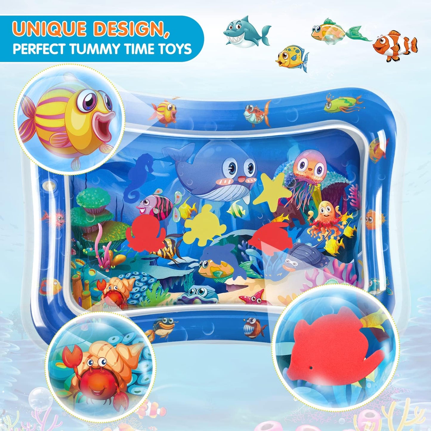 Inflatable Tummy Time Mat Premium Baby Water Play Mat for Infants and Toddlers Baby Toys for 3 to 24 Months, Strengthen Your Baby's Muscles, Portable