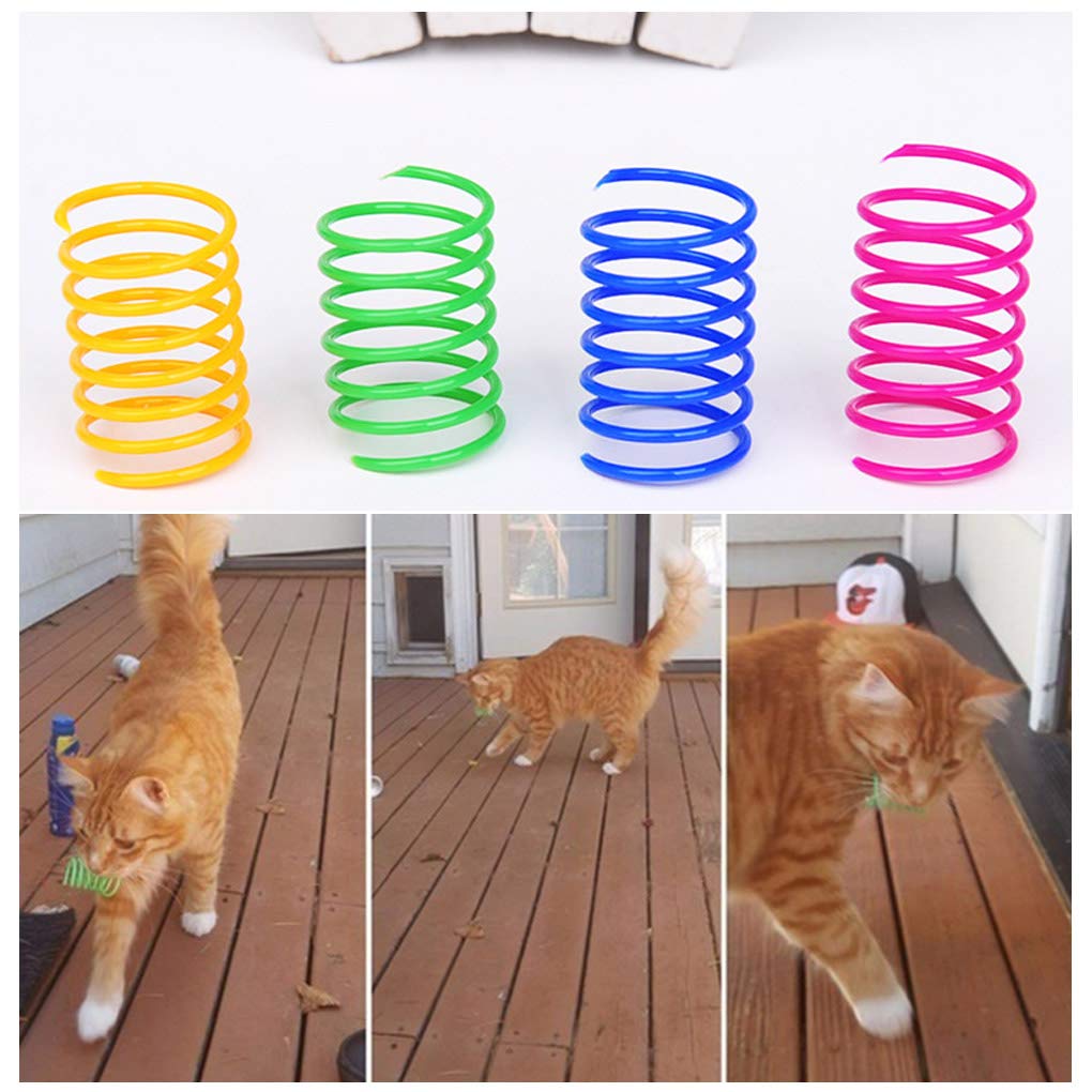 Cat Spiral Spring, 12 Pc Cat Creative Toy to Kill Time and Keep Fit Interactive Cat Toy Sturdy Heavy Plastic Spring Colorful Springs Cat Toy for Swatting, Biting, Hunting Kitten Toys