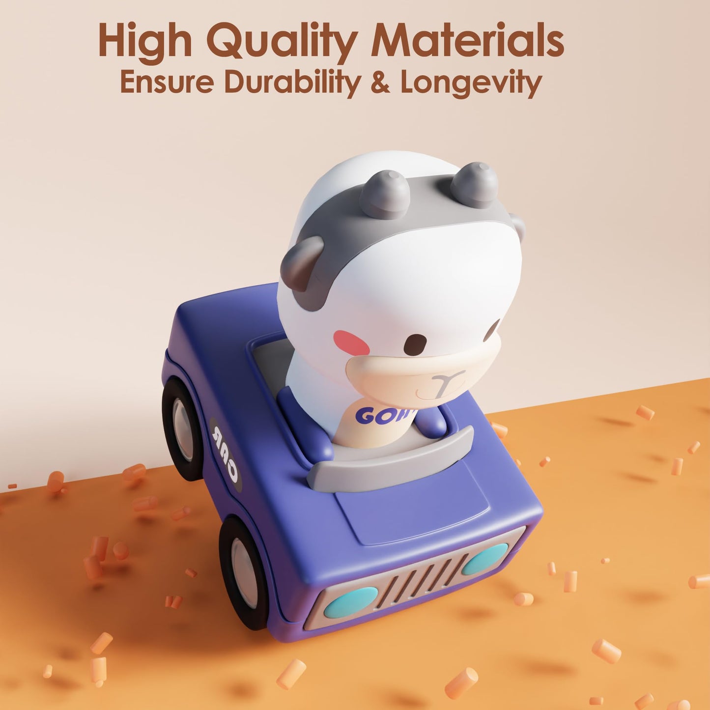 Press and Go Car Toys for Toddlers 1-3, Baby Animal Racing Cars, Infant Play Vehicle Set, Baby Push Go Friction Car Toys for 6-9-12-18 Months, 1st Birthday Gifts for 1-2 Years Old Boys