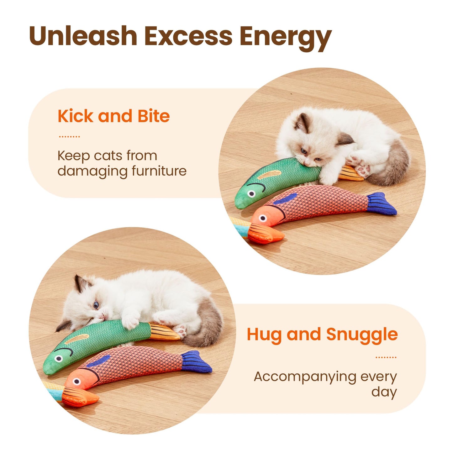 Cat Toys Saury Fish, 3 Pack Catnip Crinkle Sound Toys Soft and Durable, Interactive Cat Kicker Toys for Indoor Kitten Exercise 9.4 Inches for All Breeds