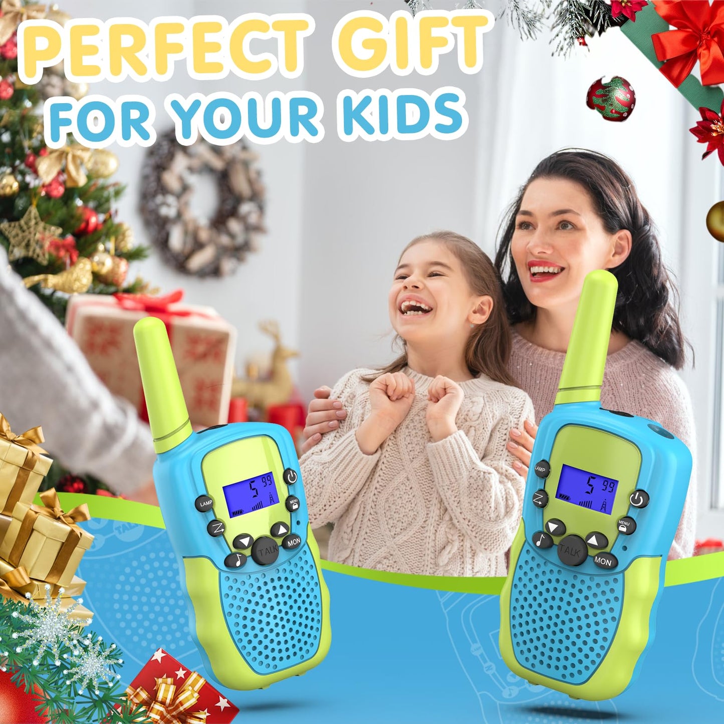 Toys for 3-12 Year Old Boys Girls, Easter Basket Stuffers, Walkie Talkies for Kids 22 Channels 2 Way Radio Toy with Backlit LCD Flashlight, 3 Miles Range for Outside, Camping, Hiking