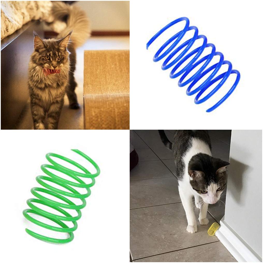 Cat Spiral Spring, 12 Pc Cat Creative Toy to Kill Time and Keep Fit Interactive Cat Toy Sturdy Heavy Plastic Spring Colorful Springs Cat Toy for Swatting, Biting, Hunting Kitten Toys